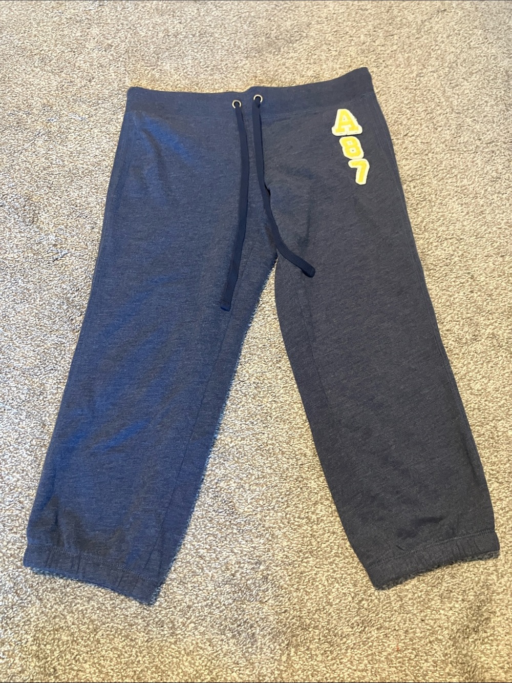 AEROPOSTALE Y2K 2000s WOMENS NAVY BLUE FLEECE CAPRI CROPPED SWEATPANTS SIZE M